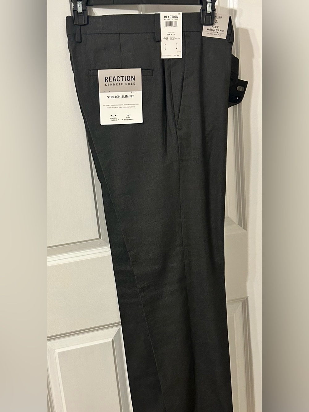 NWT Reaction Kenneth Cole dark gray Stretch Slim-Fit Dress Pants